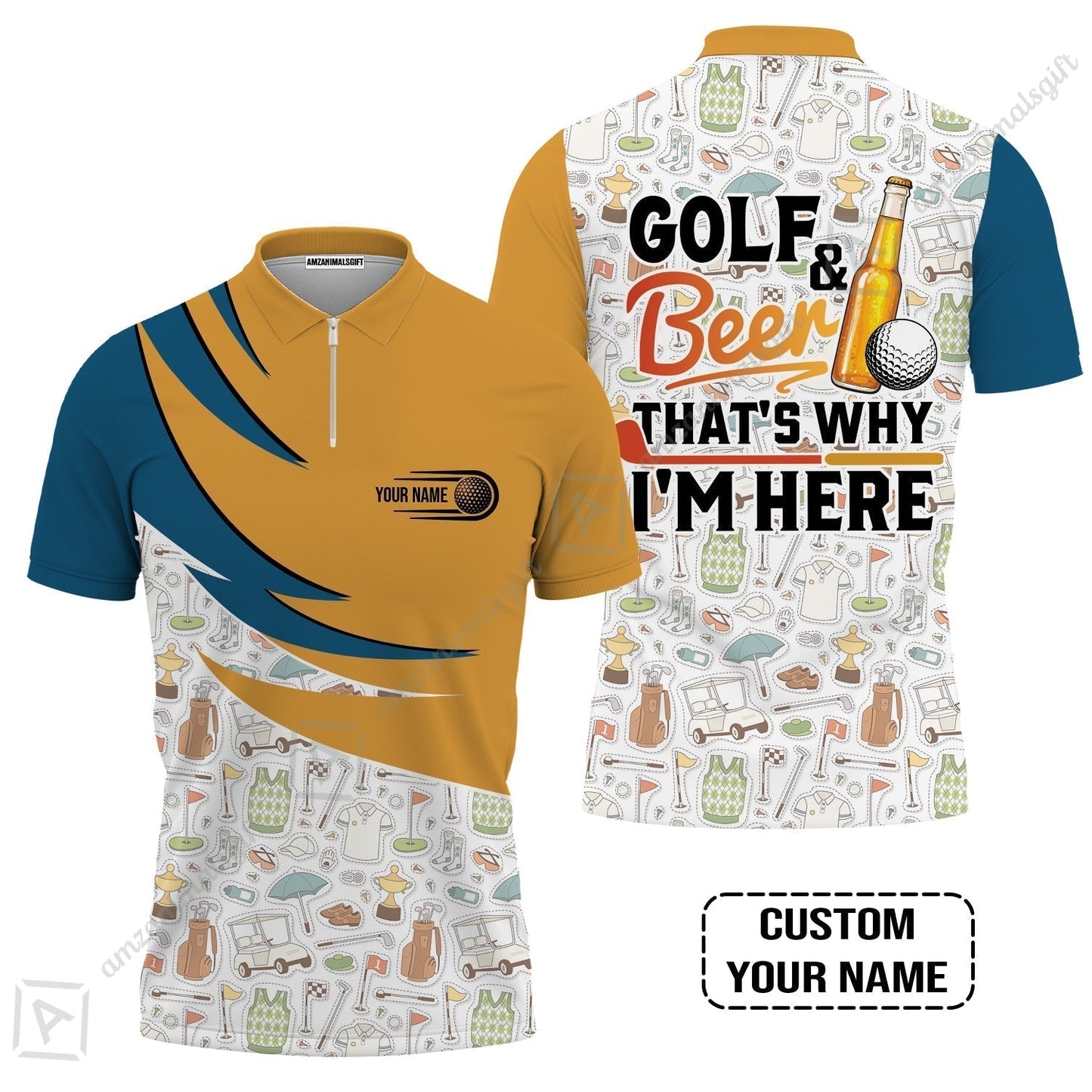 Customized Golf And Beer T-Shirt, Personalized Custom Name Beer And Golf T-Shirt