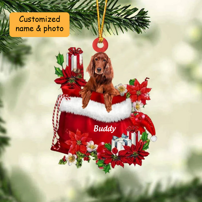Customized Irish Setter Do gIn Red Gift Bag Acrylic Ornament, Christmas Gift For Dog Lovers, Dog Mom