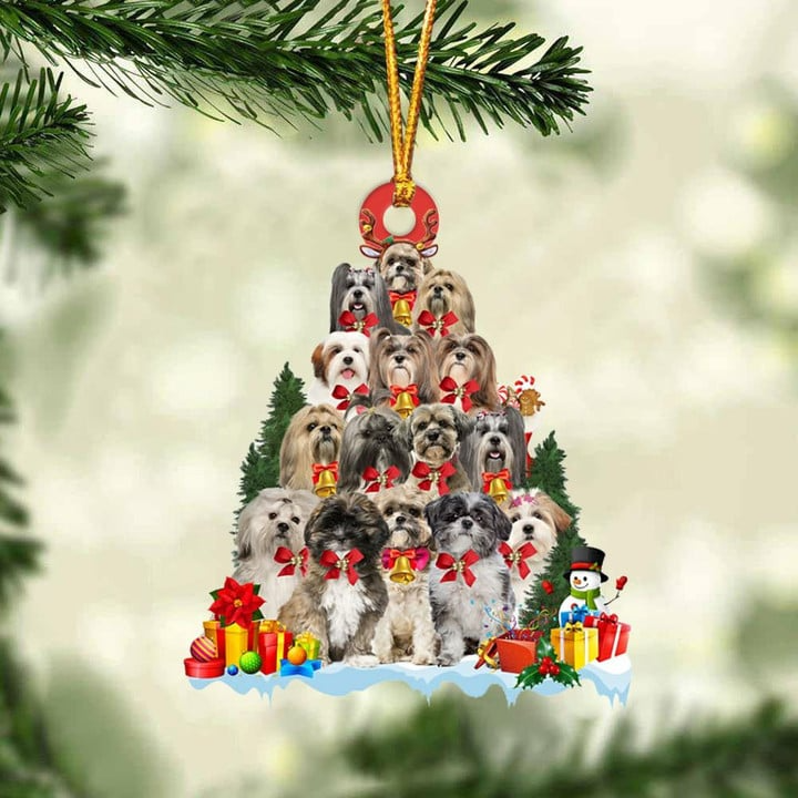 Lhasa Apso Dog Christmas Tree Acrylic Ornament, Christmas Gift Acrylic Ornament for Dog Lover, Holiday Decor