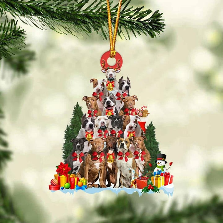 Pit Bull Terrier Dog Christmas Tree Acrylic Ornament, Christmas Gift Ornament for Dog Lover, Holiday Decor