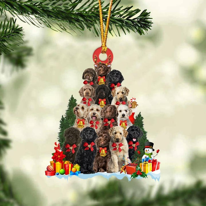 Labradoodle Dog Christmas Tree Acrylic Ornament, Christmas Gift Ornament for Dog Lover, Holiday Decor