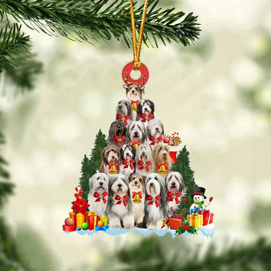 Bearded Collie Dog Christmas Tree Acrylic Ornament, Christmas Gift Acrylic Ornament for Dog Lover, Holiday Decor