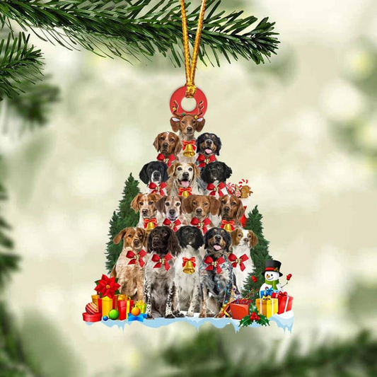 Brittany Dog Christmas Tree  Acrylic Ornament, Christmas Gift Ornament for Dog Lover, Holiday Decor
