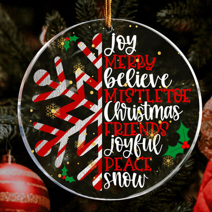 Christmas Candy Snowflake Christmas Friends Acrylic Ornament, Christmas Gift For Family, Friends