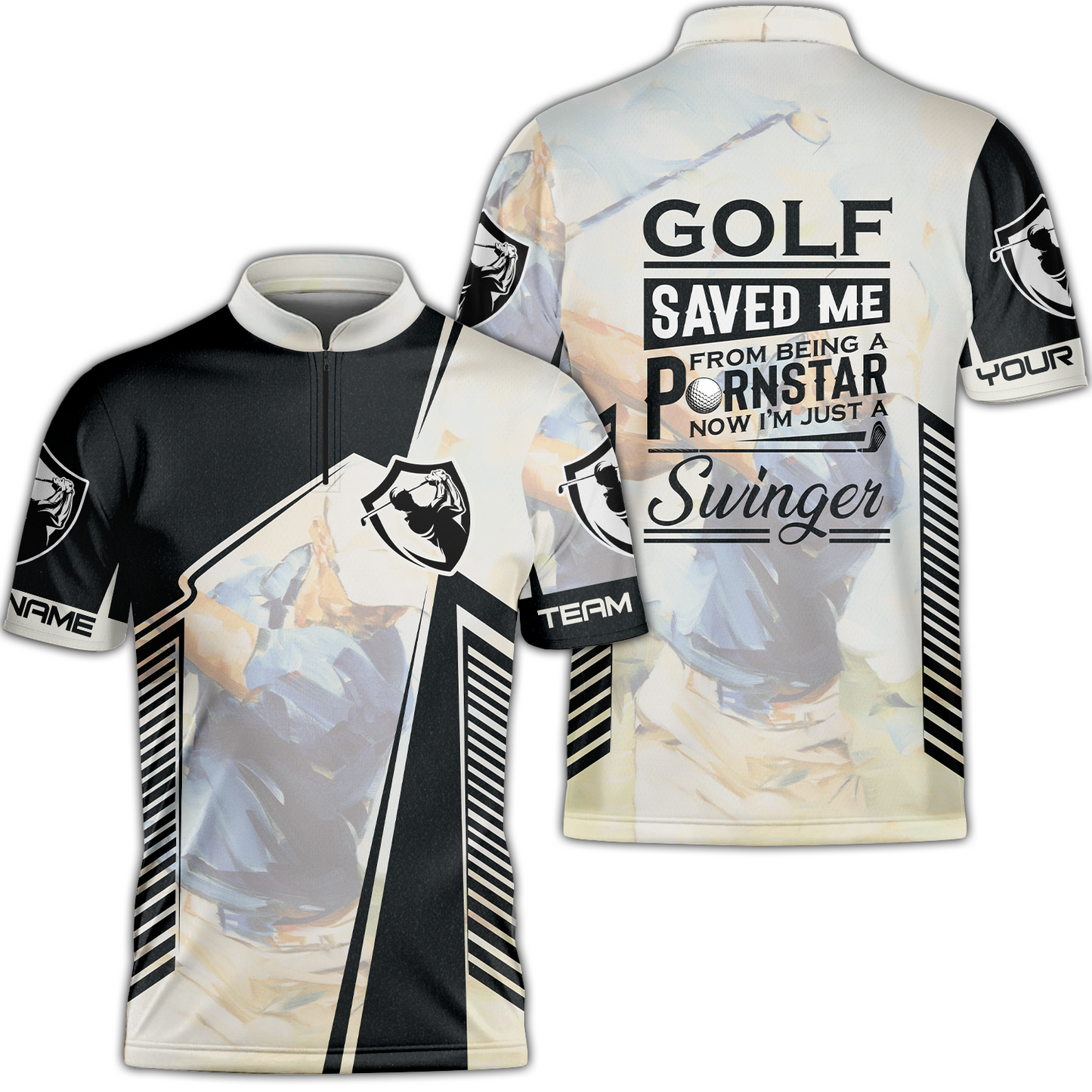 Black And White Men Polo Shirt, Golf Saved Me Golfing Polo Shirt, Best Golf Shirt For Men