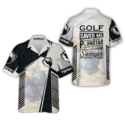 Black And White Men Polo Shirt, Golf Saved Me Golfing Polo Shirt, Best Golf Shirt For Men