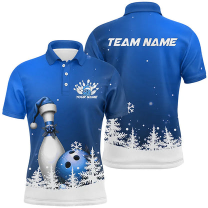 Snowflake Custom Christmas Bowling Team Polo Shirt, Christmas Bowling uniforms - Bowling Shirts Personalized Name And Team Name