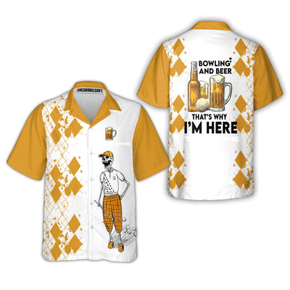 Golf Beer Hawaiian Shirt - Custom Name Funny Skull Apparel - Personalized Gift For Golf Lover - Weekend Forecast Golfing With A Chance Of Drinking