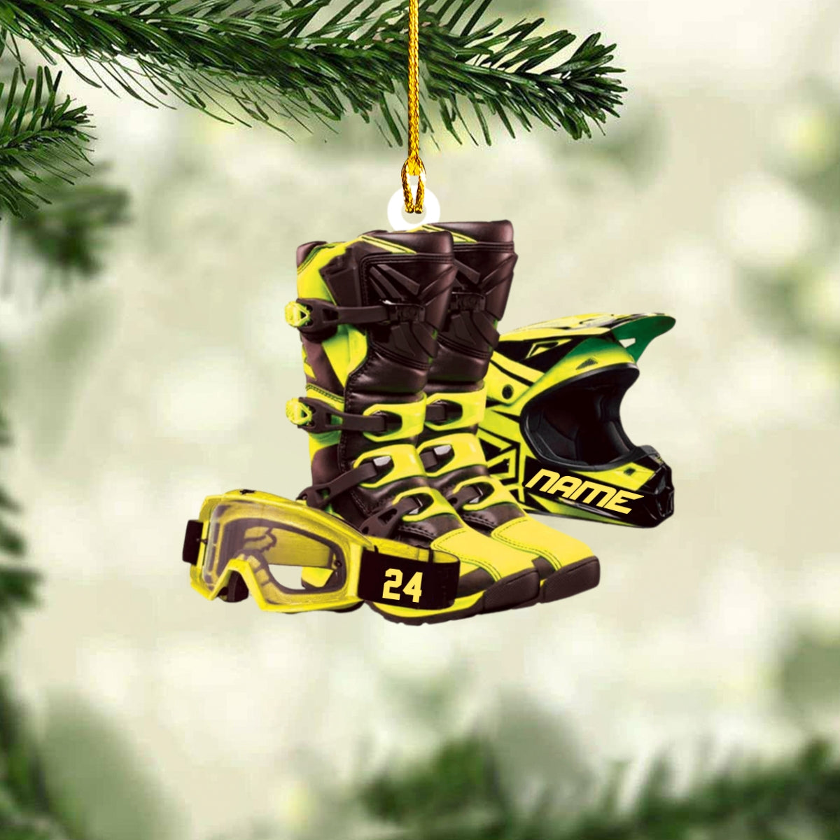 Personalized Motocross Gear Flat Acrylic Ornament For Rider, Meaningful Ornament Gifts For Son, Grandson, Family, Friends