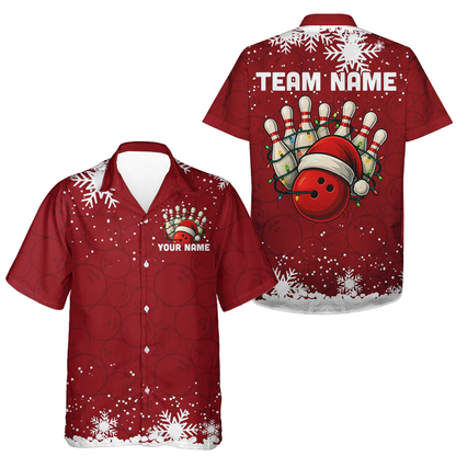 Christmas Bowling snowflake, Custom Xmas Bowling Outfits, Christmas Bowling uniforms - Bowling Polo Personalized Name And Team Name
