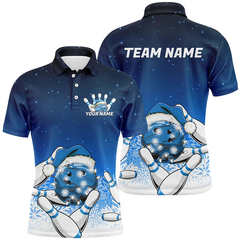 Snowflake Custom Christmas Bowling Shirts, Santa Bowling Team Outfit, Christmas Bowling uniforms Personalized Name And Team Name