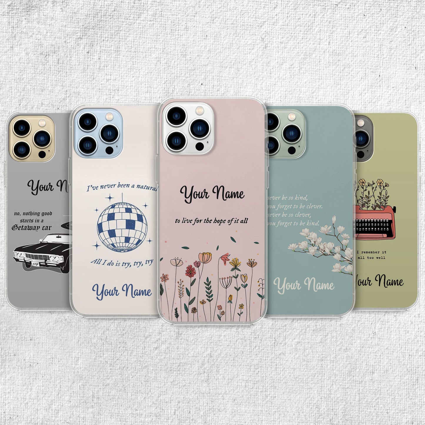 Custom Name Phone Cases, 14, 14 plus, 14 pro, 14 pro max, 15, 15 plus, 15 pro, 15 pro max Phone Cases