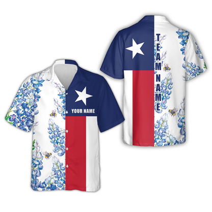 Texas Flag Bluebonnets Hawaiian Shirt For Golf, Floral Texas Flag Polo Shirt, Texas Proud Shirt For Men - Perfect Gift For Men, Golfers