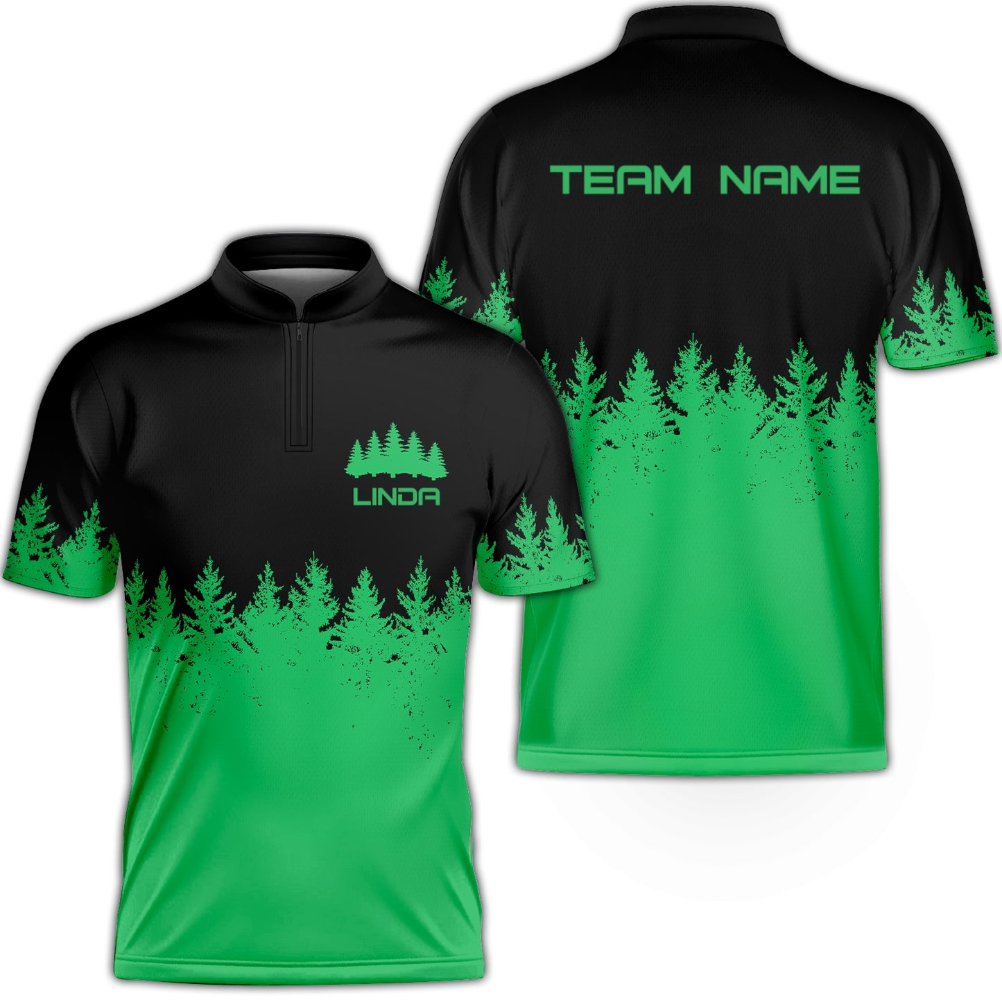 Personalized Golf Stupid Tree Unisex Polo Shirt, Black And Green Pine Forest Polo Shirt For Golf Player, Golf Teams