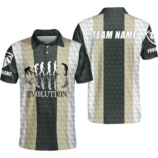 Elegant Men Golfer Evolution Golf Polo Shirt, Unique Golf Shirt For Men, Polo Shirt Gift For Men , Best Gift For Men Golfers