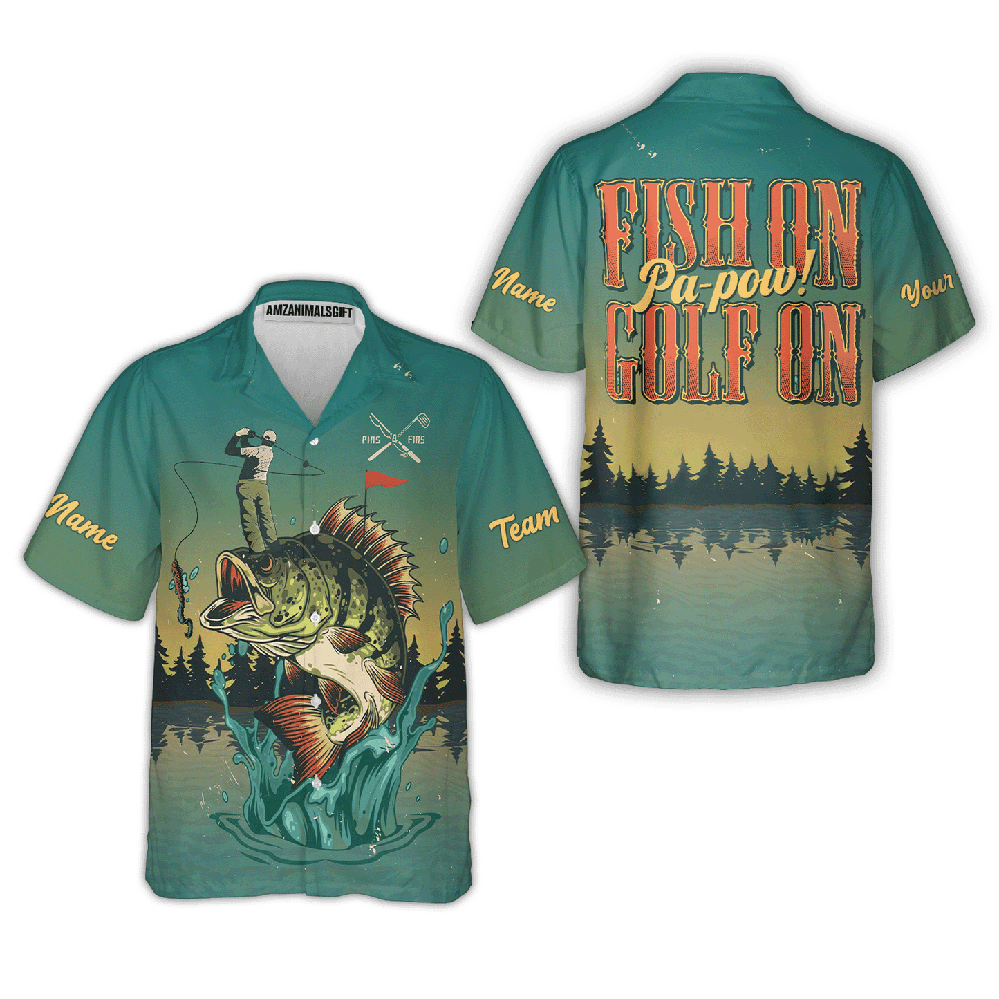 Fly Fishing And Golf Men Polo Shirt, Fish On Golf On Pa-Pow Fishing Shirt, Best Golf Shirt For Men, Gift For Golfers And Fishing Lovers