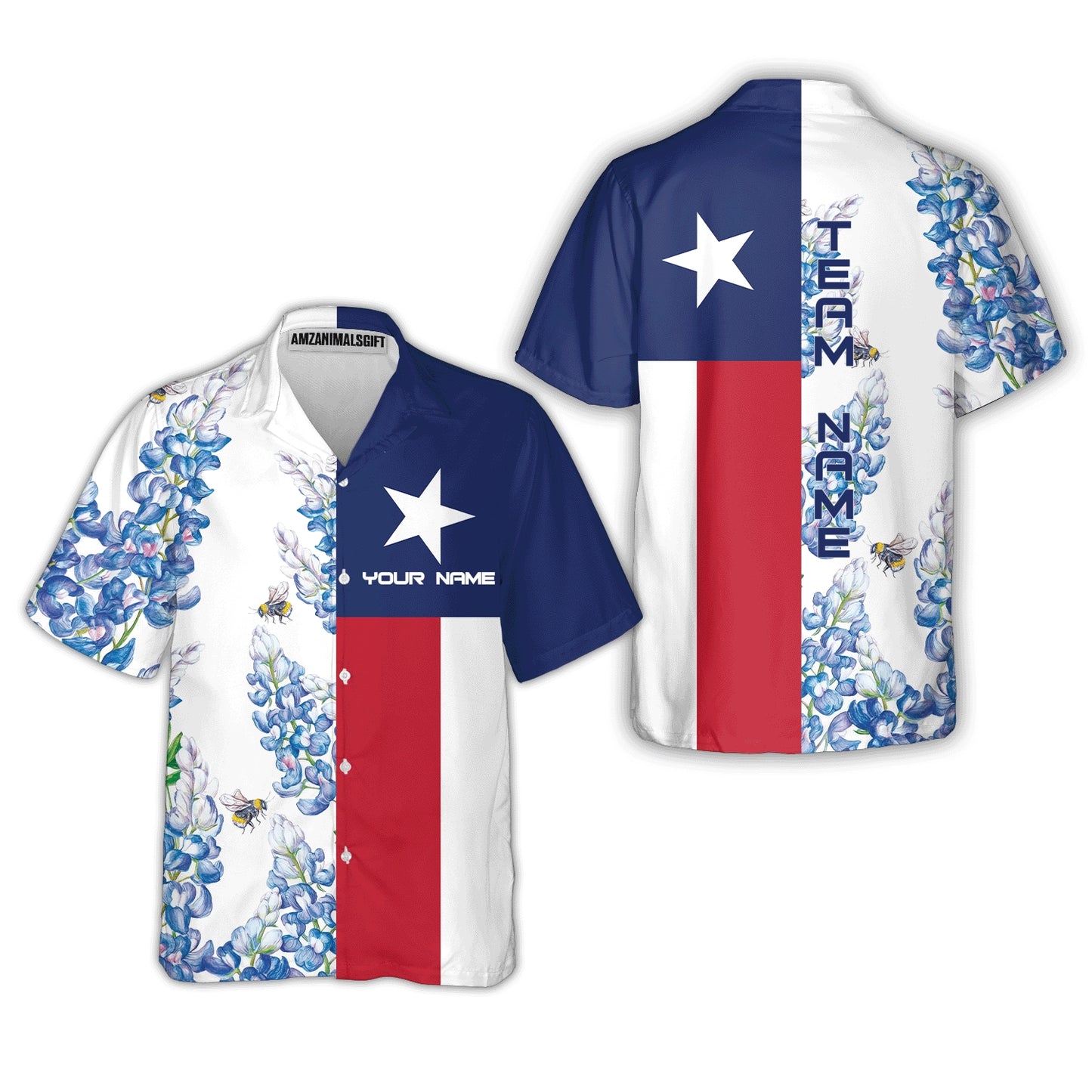 Texas Flag Bluebonnets Hawaiian Shirt For Golf, Floral Texas Flag Polo Shirt, Texas Proud Shirt For Men - Perfect Gift For Men, Golfers