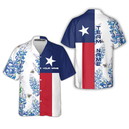 Texas Flag Bluebonnets Hawaiian Shirt For Golf, Floral Texas Flag Polo Shirt, Texas Proud Shirt For Men - Perfect Gift For Men, Golfers