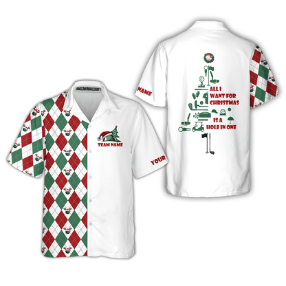 Funny Christmas Tree Womens Golf Polo Shirt All I Want For Christmas Is A Hole In One Custom Golf Gift