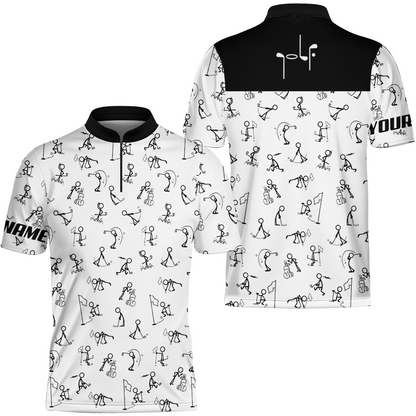 Golf Men Polo Shirt - Funny Golf Pattern Custom Name White Apparel - Personalized Gift For Golf Lover, Team