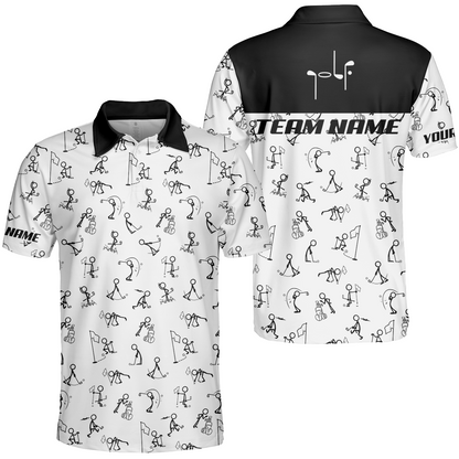 Golf Men Polo Shirt - Funny Golf Pattern Custom Name White Apparel - Personalized Gift For Golf Lover, Team