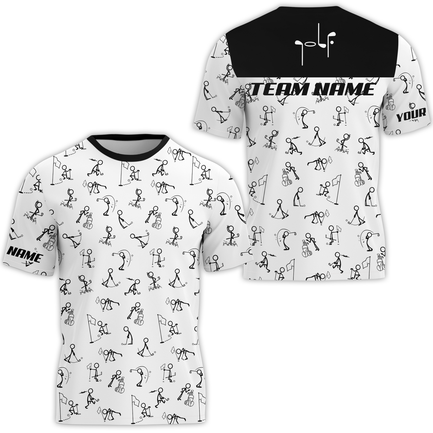 Golf Men Polo Shirt - Funny Golf Pattern Custom Name White Apparel - Personalized Gift For Golf Lover, Team