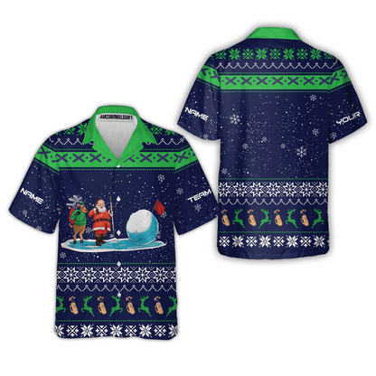 Golf Men Polo Shirt - Funny Ugly Christmas Pattern Custom Name Apparel - Personalized Gift For Golf Lover, Men, Team, Husband, Boyfriend