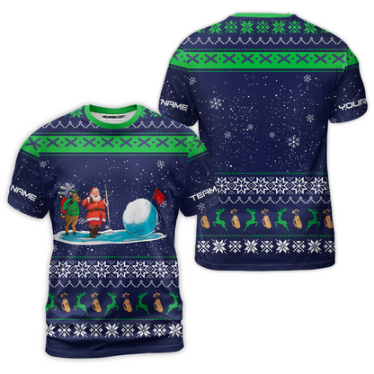 Golf Men Polo Shirt - Funny Ugly Christmas Pattern Custom Name Apparel - Personalized Gift For Golf Lover, Men, Team, Husband, Boyfriend