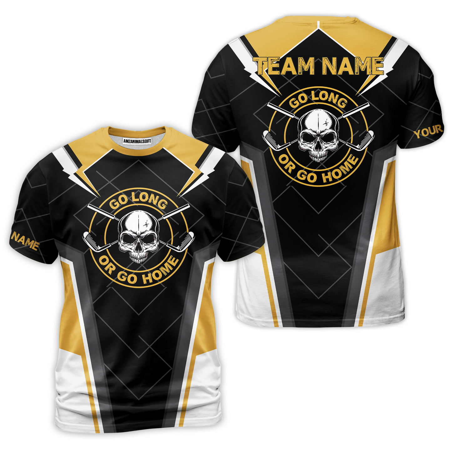 Go Long Or Go Home Golf Men Polo Shirt, Black Skull Golf Shirt For Men, Cool Golfing Shirt With Sayings, Gift For Golfers