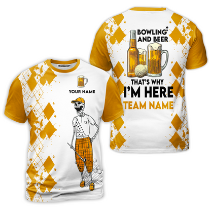 Golf Beer Men Polo Shirt - Custom Name Funny Skull Apparel - Personalized Gift For Golf Lover - Weekend Forecast Golfing With A Chance Of Drinking