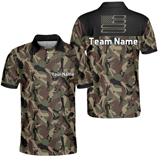 Golf Camouflage Pattern Golf Polo Shirt, Military Golfing Polo Shirt, Camo Golf Shirt For Men