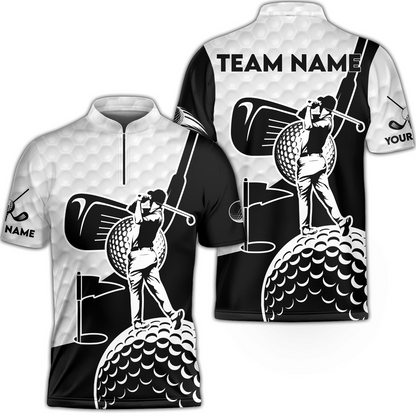 Golf Custom Name Men Polo Shirt - Golf Clubs Golf Ball Apparel - Personalized Gift For Golf Lover, Team, Golfer, Men