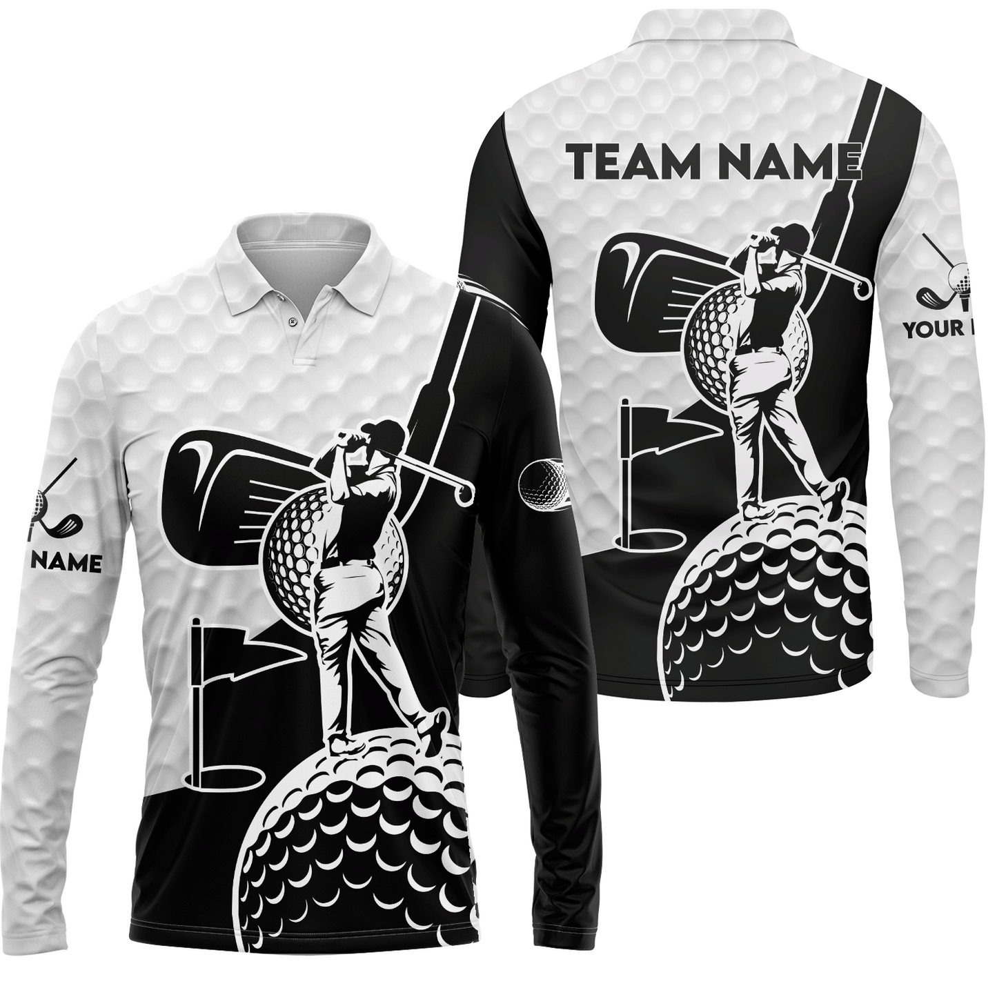 Golf Custom Name Men Polo Shirt - Golf Clubs Golf Ball Apparel - Personalized Gift For Golf Lover, Team, Golfer, Men
