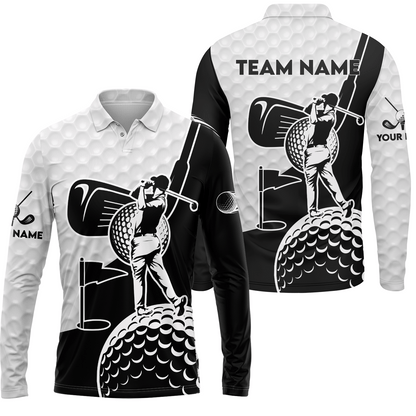 Golf Custom Name Men Polo Shirt - Golf Clubs Golf Ball Apparel - Personalized Gift For Golf Lover, Team, Golfer, Men