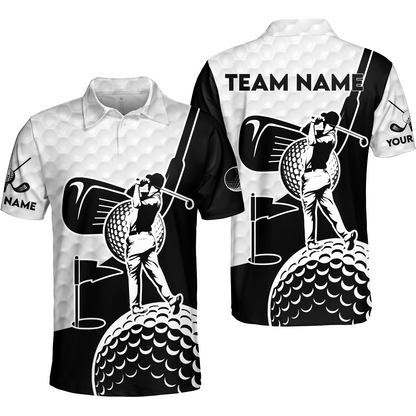 Golf Custom Name Men Polo Shirt - Golf Clubs Golf Ball Apparel - Personalized Gift For Golf Lover, Team, Golfer, Men