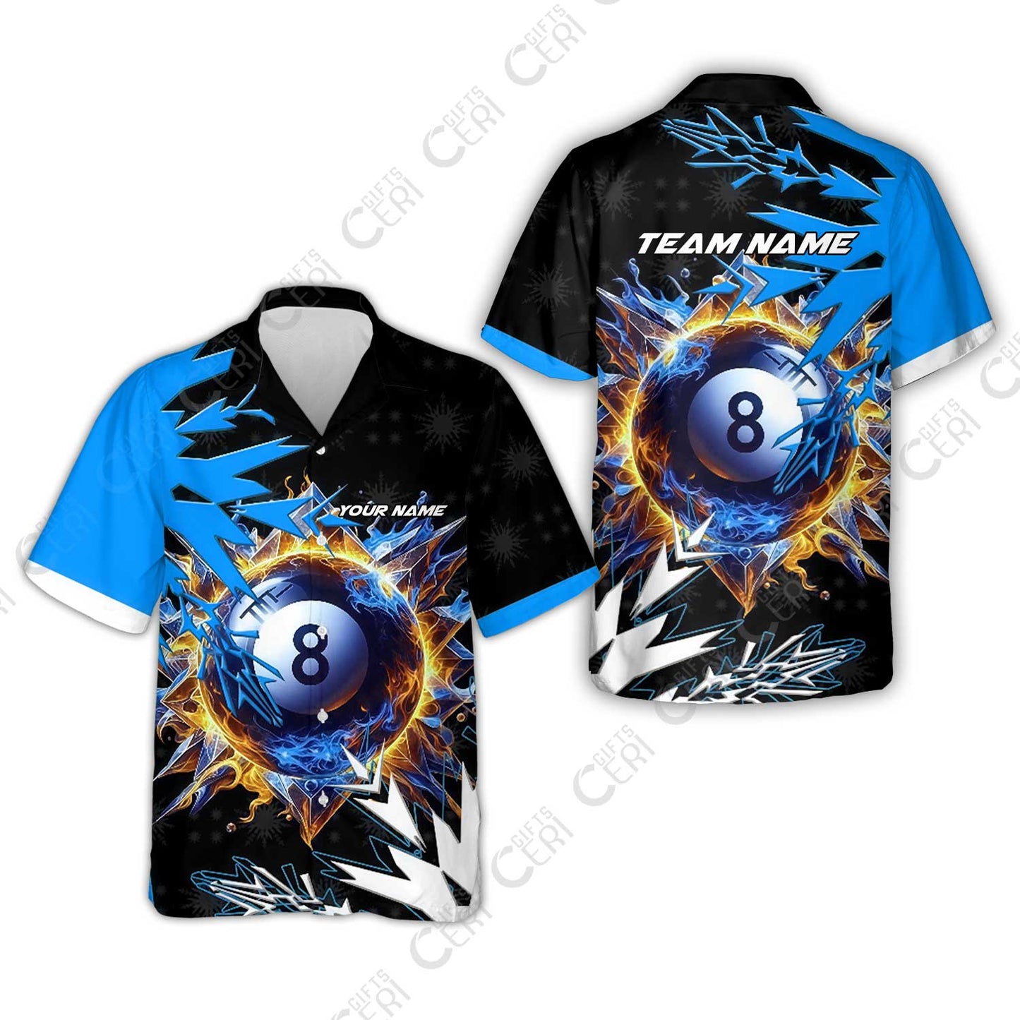 Customized Billiards Hawaiian Shirt, Personalized Frostfire 8 Ball Jersey Gift For Billiard Players