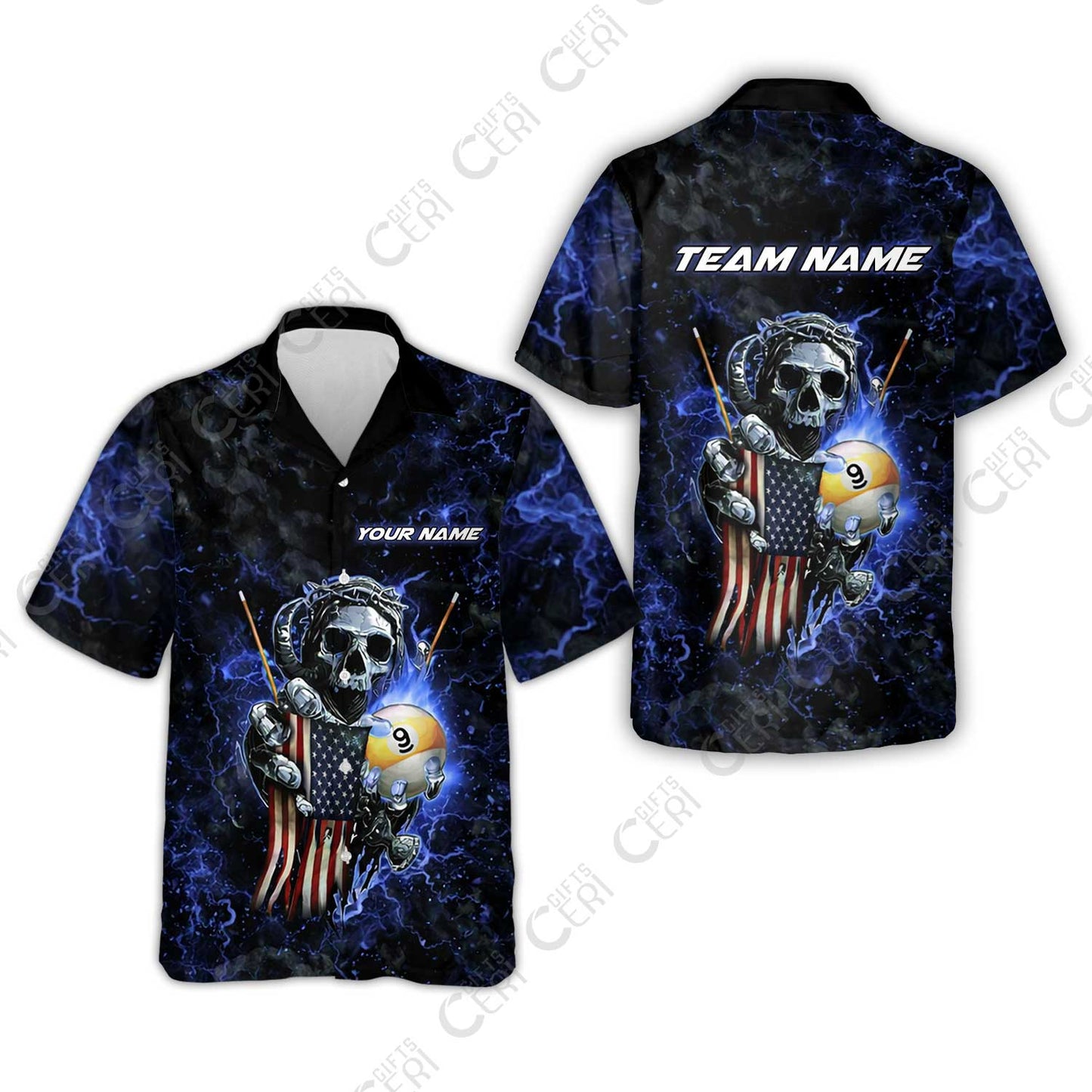 Customized Billiards Hawaiian Shirt, Personalized Ghost Break 9 Ball Jersey Gift For Billiard Players