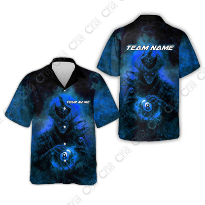 Customized Billiards Hawaiian Shirt, Personalized Ghost Captains 8 Ball Jersey Gift For Billiard Players