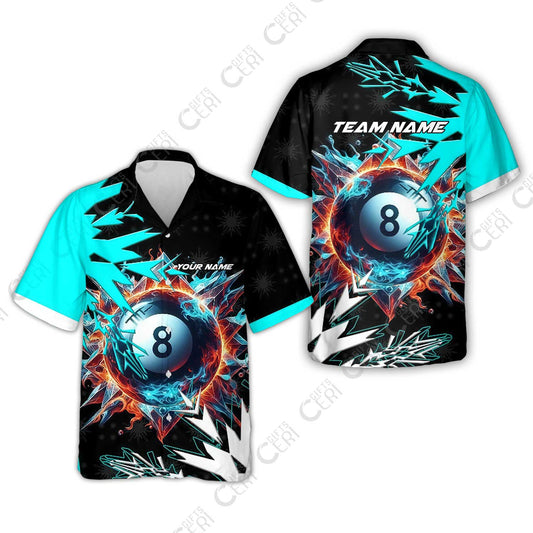 Customized Billiards Hawaiian Shirt, Personalized Frostfire 8 Ball Jersey Gift For Billiard Players
