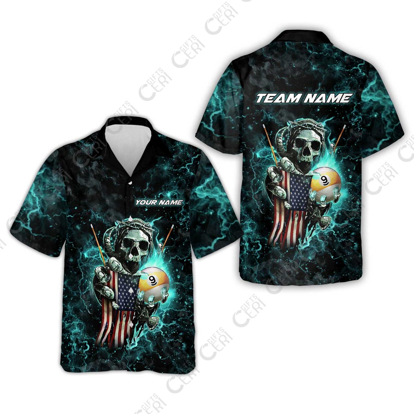 Customized Billiards Hawaiian Shirt, Personalized Ghost Break 9 Ball Jersey Gift For Billiard Players