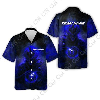 Customized Billiards Hawaiian Shirt, Personalized Ghost Captains 8 Ball Jersey Gift For Billiard Players