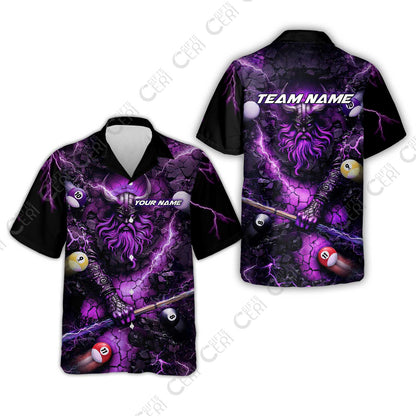 Customized Billiards Hawaiian Shirt, Personalized Thunder Viking Billiards Jersey Gift For Billiard Players
