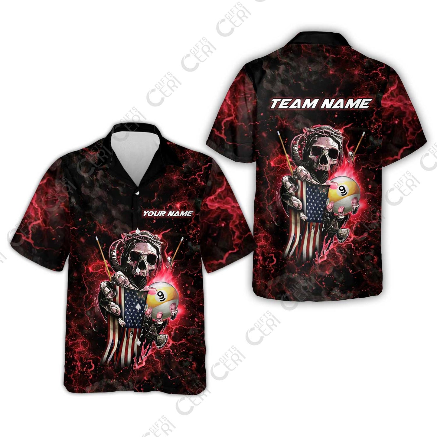 Customized Billiards Hawaiian Shirt, Personalized Ghost Break 9 Ball Jersey Gift For Billiard Players