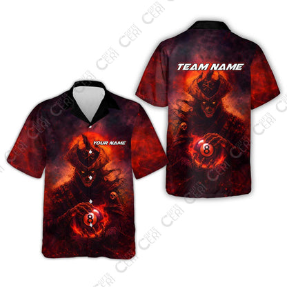 Customized Billiards Hawaiian Shirt, Personalized Ghost Captains 8 Ball Jersey Gift For Billiard Players
