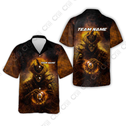 Customized Billiards Hawaiian Shirt, Personalized Ghost Captains 8 Ball Jersey Gift For Billiard Players