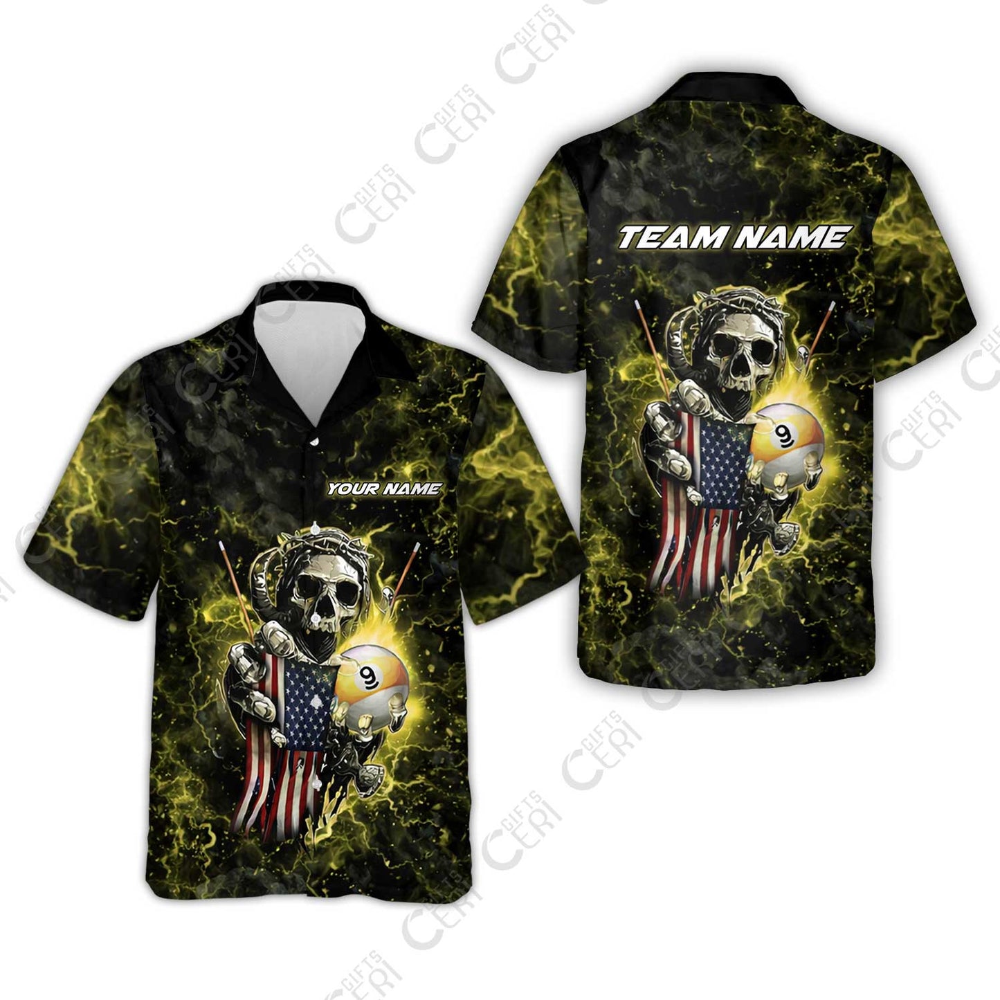 Customized Billiards Hawaiian Shirt, Personalized Ghost Break 9 Ball Jersey Gift For Billiard Players