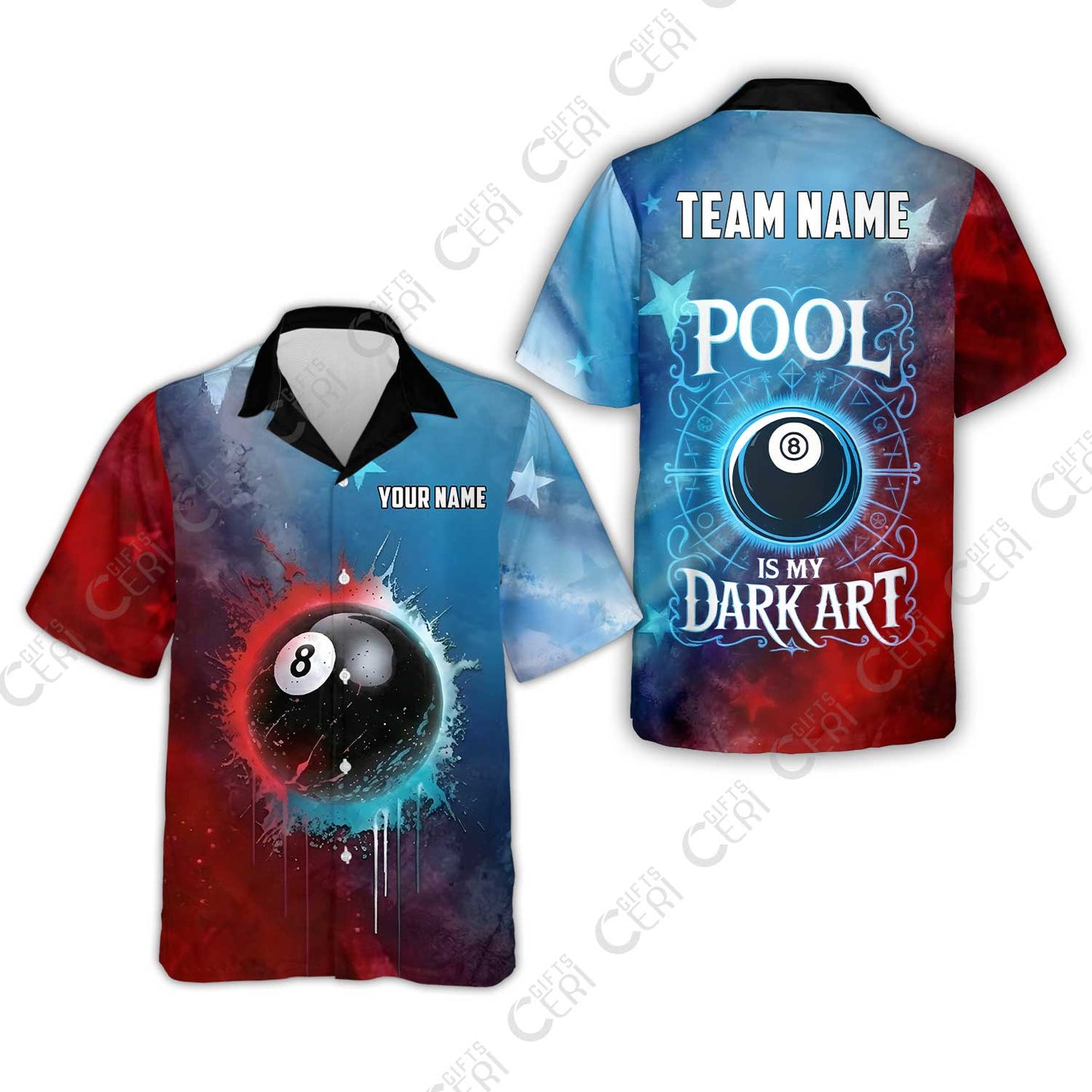 Customized 8 Ball Pool Hawaiian Shirt, Billiards 8-Ball Pool Is My Dark Art, Billiards Jerseys