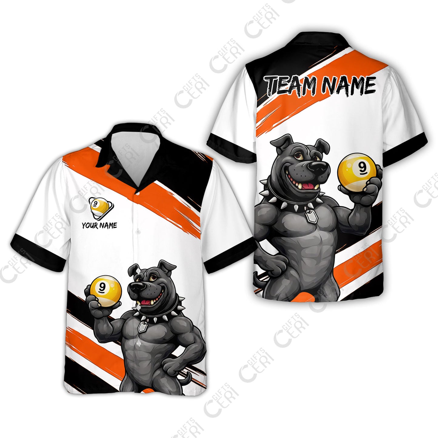 Customized Billiards Hawaiian Shirt, Personalized Pitbull 9 Ball Jersey Gift For Billiard Players