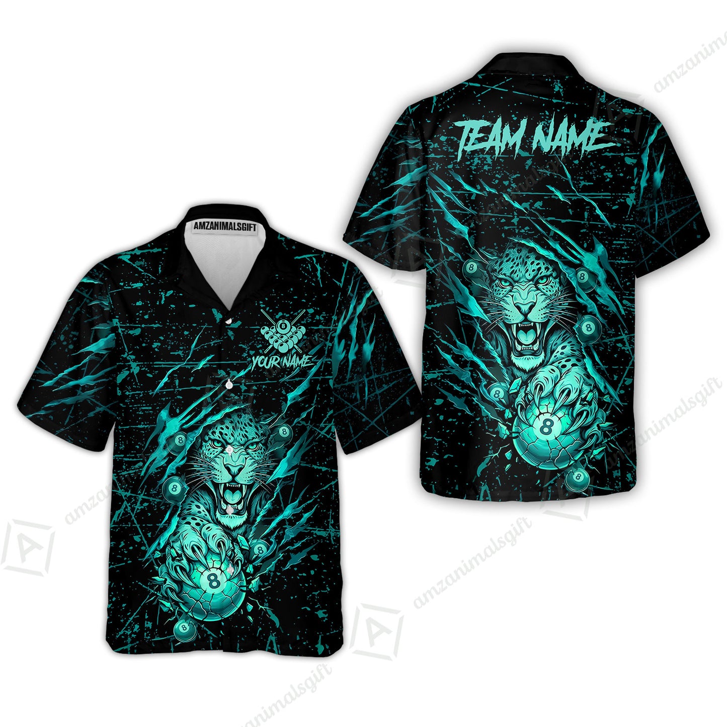 Customized Billiards Hawaiian Shirt, Panther Hold 8-Ball Billiards Jersey Gift For Billiard Players