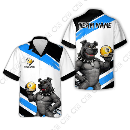 Customized Billiards Hawaiian Shirt, Personalized Pitbull 9 Ball Jersey Gift For Billiard Players